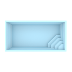 Glasfiberpool med trappe i hjrne